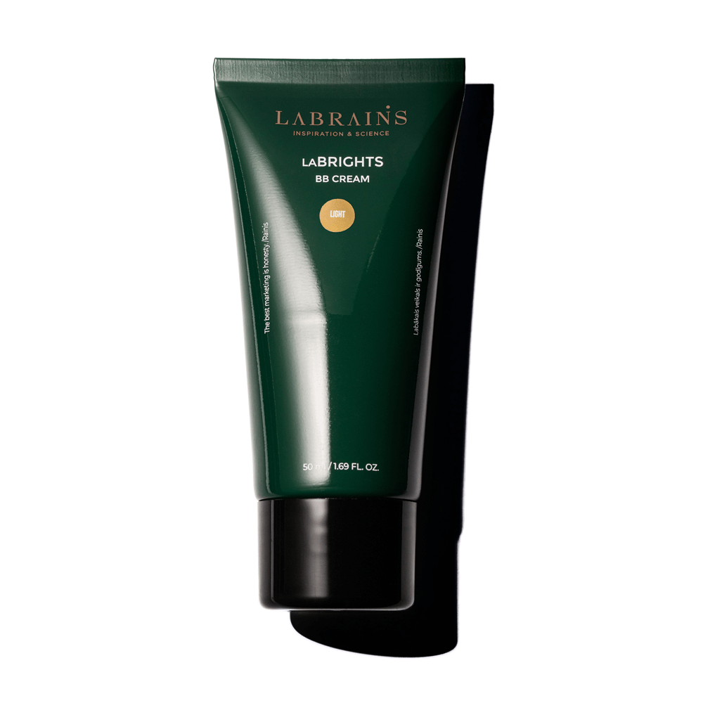 A tube of Labrains BB cream light with warm undertones on white background