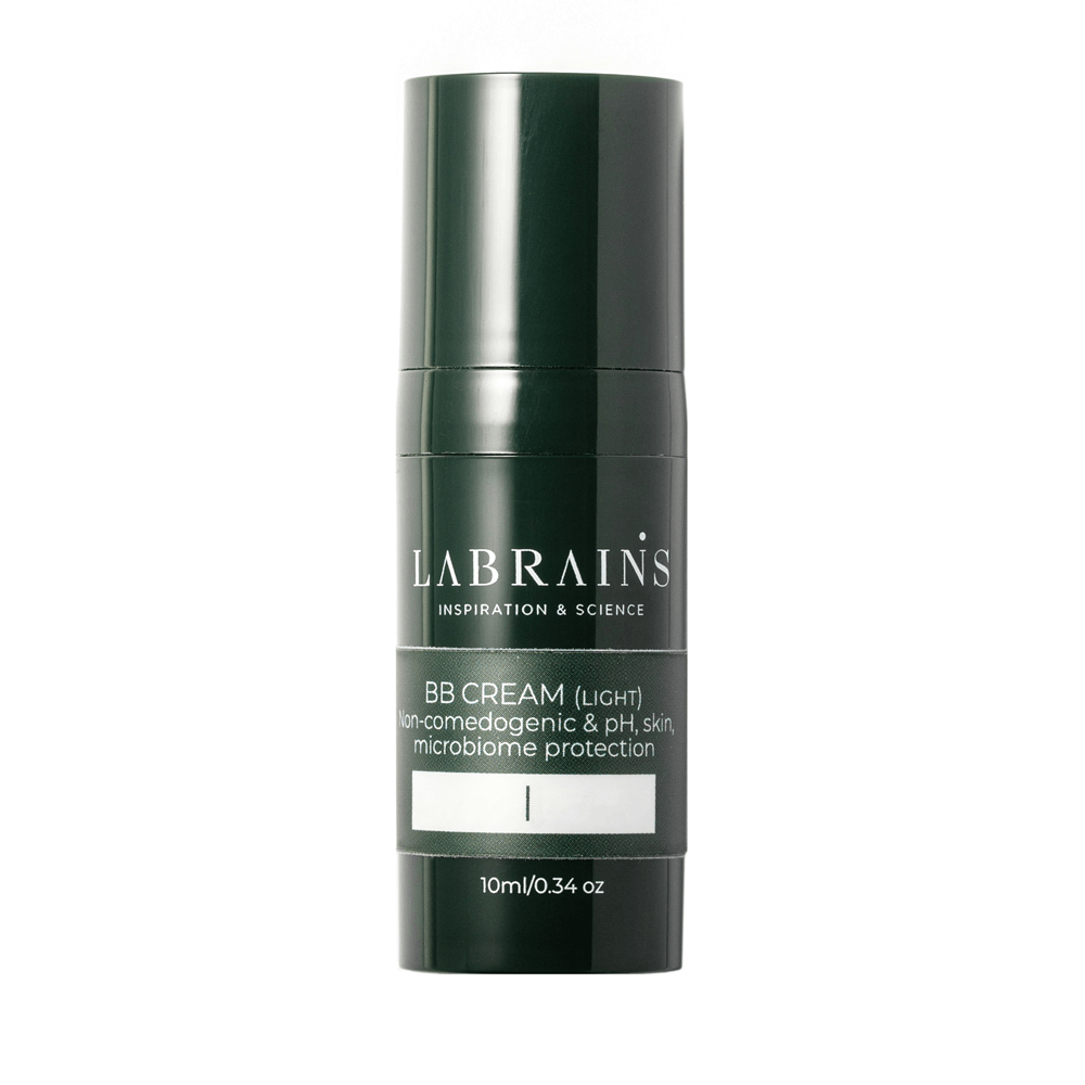 A travel size pump bottle of LABRAINS BB cream light designed for skin protection and even tone.