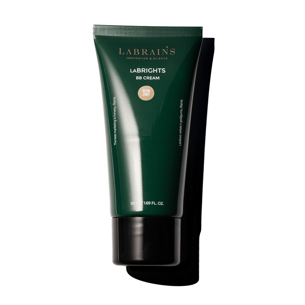 A tube of Labrains BB cream ultra light with cold undertones on white background