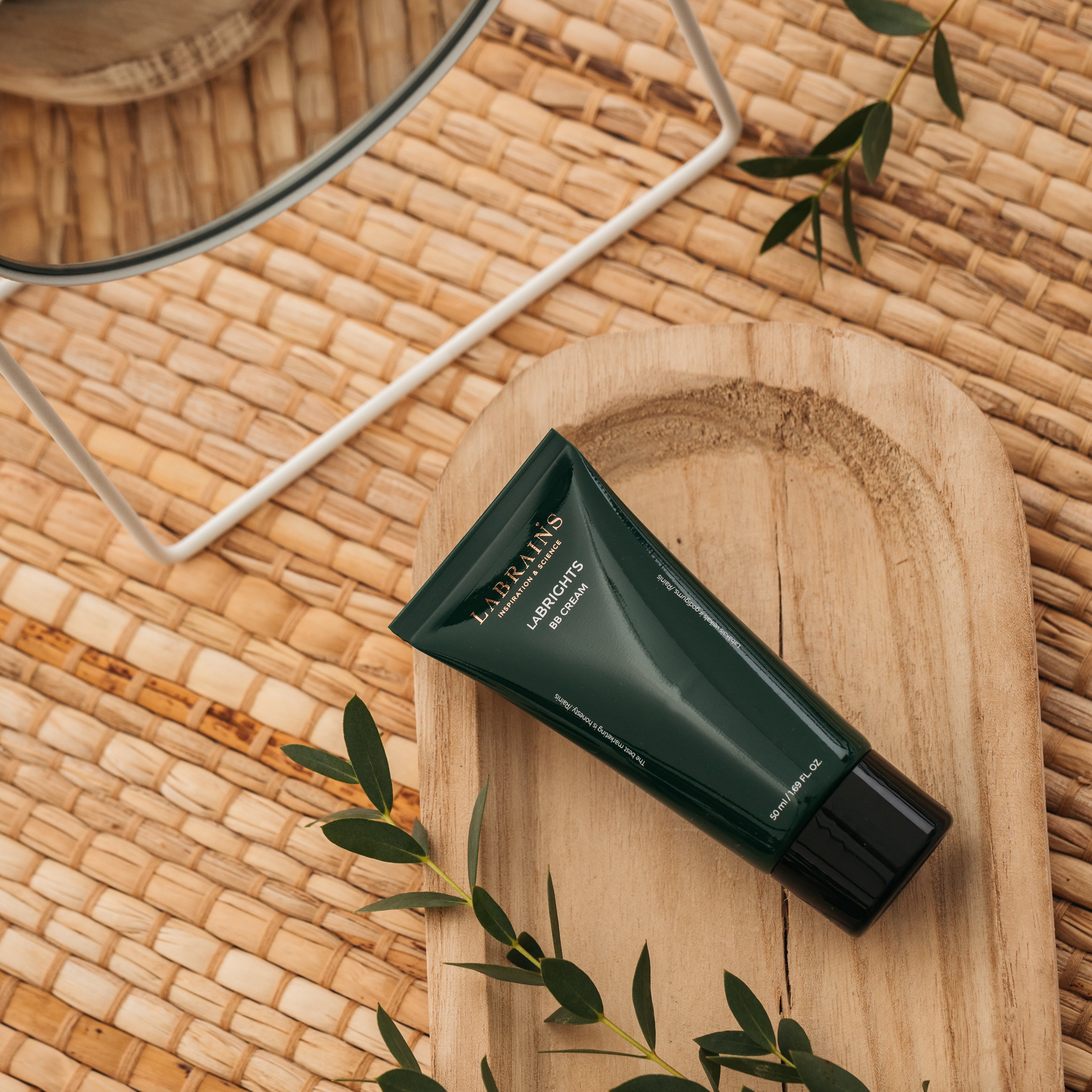 labrains bb cream on a wooden tray 