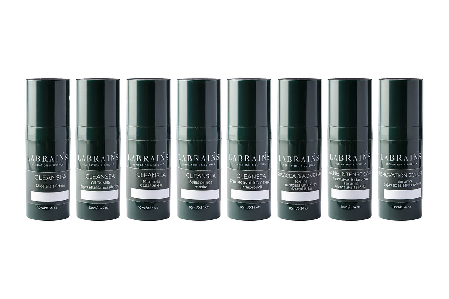 a skincare set of eight travel size products for acne prone skin by labrains